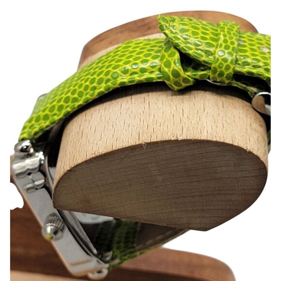 Disney Tinkerbell Accutime Watch TK1022 7" Green Faux Leather Band Silver Tone - Picture 5 of 15